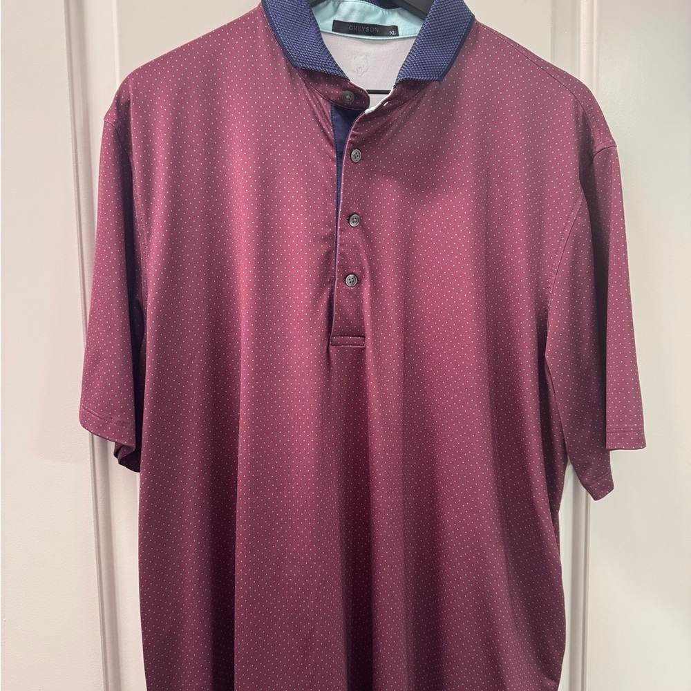 Greyson Maroon Polo with Navy Collar
